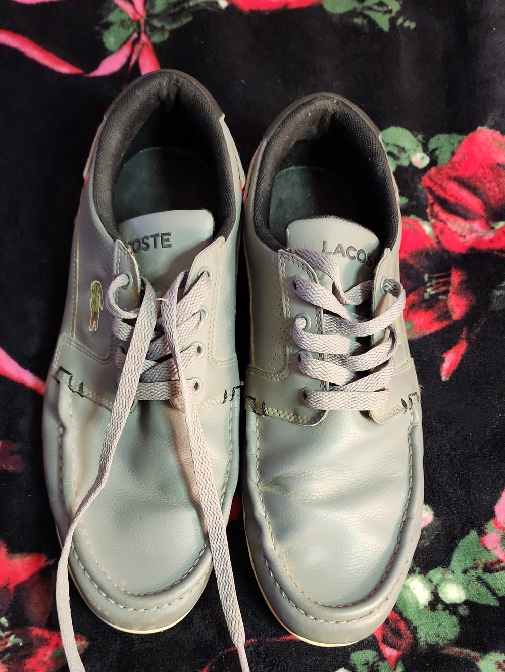 Lacoste Men's Light Gray Leather Boat Shoes Sz. 8.5